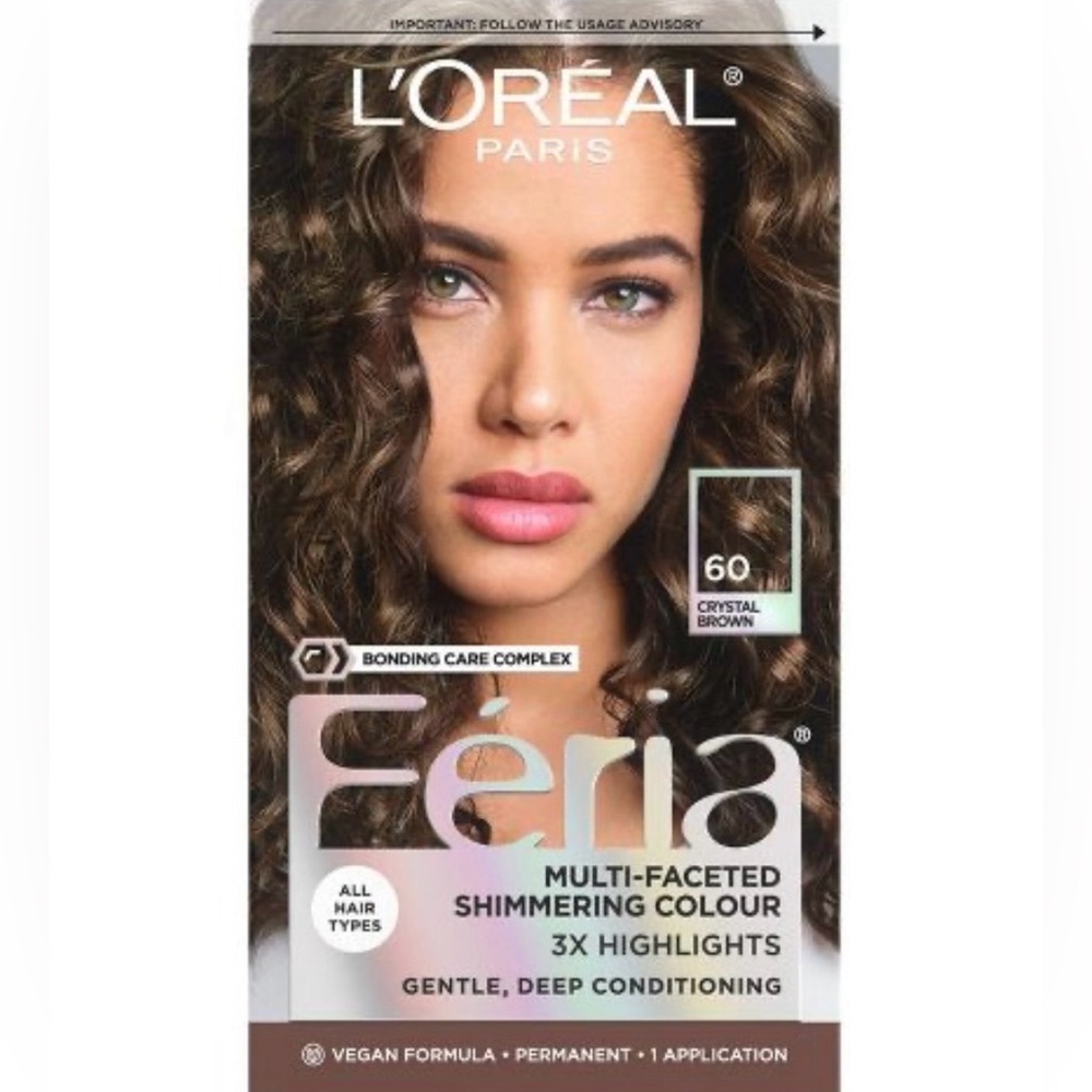 L'Oreal Paris Feria Permanent Hair Color, 60 Crystal Brown Light Brown